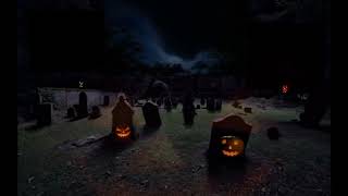 Spooky Dark Graveyard with Jack O lanterns Ghosts Ghouls Crickets Wind Owls Halloween Ambience [upl. by Nabetse]