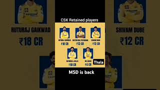 CSK retention list 2025 msd is back 💛 [upl. by Callery]