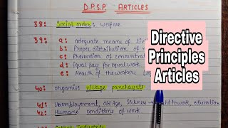 Directive principles Articles lec23 Handwritten Notes  Indian polity  An aspirant [upl. by Leanahtan210]