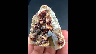 Red Spessartite Garnets with smokey Quartz Specimen crystals gemstone gems wholesale garnet [upl. by Schwitzer]