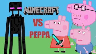 Peppa Pig vs Minecraft Enderman attack Cartoon parody [upl. by Oicam]