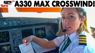 Landing AER LINGUS A330 with MAXIMUM CROSSWIND  Cockpit Views [upl. by Andrey]