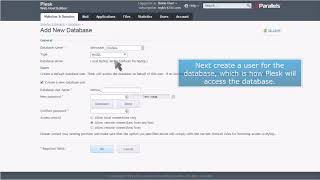 Plesk How to Set Up a Database [upl. by Aniretake]