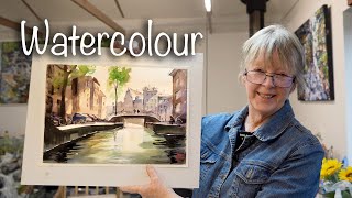 How to paint a Dutch canal in watercolor using a loose expressionistic style [upl. by Cowie]