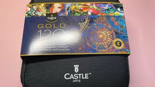 Castle art 120 Gold Pencils with extras  Adult Colouring [upl. by Htessil]