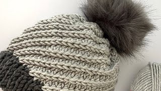 How to knit SIMPLE beanie  easy pattern [upl. by Milman227]