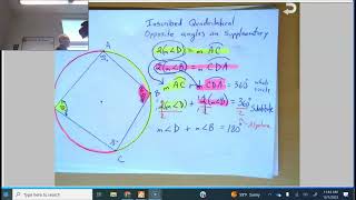 Opposite Angles in an Inscribed Quadrilaterals are Supplementary [upl. by Adirem]