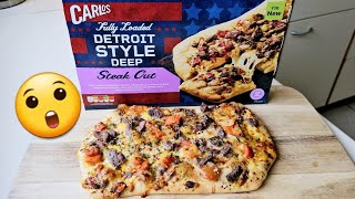 UNBELIEVABLE New ALDI DETROIT STYLE DEEP STEAK OUT PIZZA Review [upl. by Fritz]