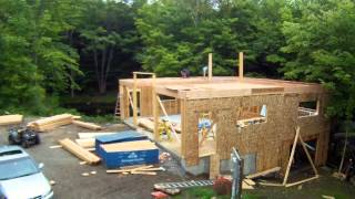 Installing Floor Rims and Tongue and Groove OSB subfloor  31  My Garage Build HD Time Lapse [upl. by Wendeline]