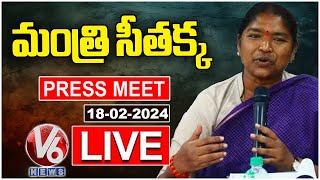 Minister Seethakka Press Meet LIVE  Medaram  V6 News [upl. by Lihcox59]