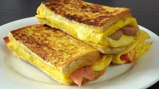 Egg toast  Egg sandwich  Egg cheese sandwich  MOST DELICIOUS  EASY breakfast recipe [upl. by Aidaas]