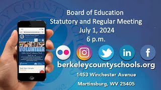 Berkeley County Board of Education Meeting  July 1 2024 [upl. by Wilmer]