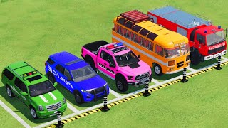 TRANSPORTING PIXAR CARS amp FRUITS WITH COLORED amp JOHN DEERE vs CLAAS vs TRACTORS  BeamNGdrive 983 [upl. by Lanod]