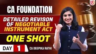 Negotiable Instrument Act Revision  CA Foundation 2024  CA Deepika Rathi [upl. by Corette]