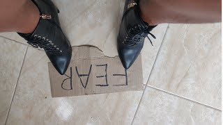 ASMR Feet Tapping on Cardboard in my heels [upl. by Oinotna]