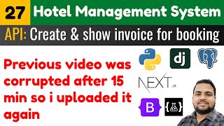 Create booking invoice amp show in detail pageHotel management systemDjango NextJs tutorials [upl. by Ut]