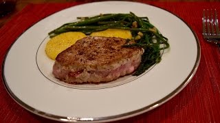 Healthy Easy Dinner In One Pan  Polenta Asparagus amp Tuna Steaks [upl. by Airbma]