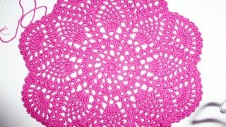 Häkeln mit eliZZZa  Rundes Platzset mit Ananasmuster  Video 02  Pineapple Doily [upl. by Hsreh]