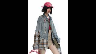 Distressed Denim amp Plaid Patchwork Jacket – Bold Streetwear Edge [upl. by Hairam]