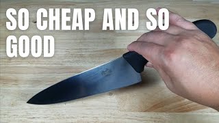 BEST BUDGET CHEF KNIFE VICTORINOX FIBROX 8quot KNIFE REVIEW [upl. by Clarisse776]