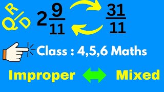 How to convert mixed fractions to improper fraction  Converting improper fractions to mixed numbers [upl. by Adolpho258]