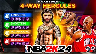 GAME BREAKING NEW “4WAY HERCULES” BUILD WILL RUIN NBA 2K24 BEST BUILD IN 2K24 [upl. by Ahsienet]