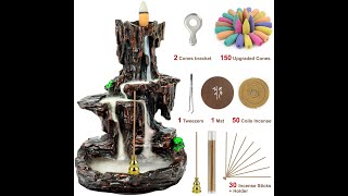 Famiry Backflow Incense Burner Waterfall Incense Burner Holder Mountain Tower Incense Holders [upl. by Nyad]