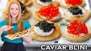 Easy Blini with Caviar  My Favorite Appetizer Recipe [upl. by Cavan]