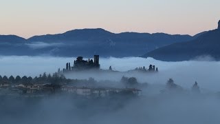 Apennine Mountains and Apuan Alps Misty Barga at dawn from Il Benefizio [upl. by Almeida493]