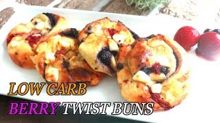 Low Carb  Keto Friendly  Gluten Free  Fat Head Berry Twist Buns [upl. by Rhine269]