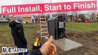 Outdoor Wood Boiler FULL INSTALL Start to Finish [upl. by Kattie]