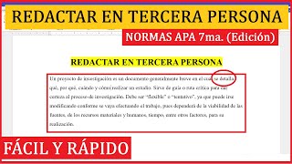 EJEMPLO de Cómo REDACTAR en TERCERA PERSONA según NORMAS APA 7ma SÉPTIMA EDICIÓN [upl. by Knepper184]