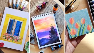 Acrylic Painting Ideas For Beginners  Creative and Easy Painting Techniques  Painting Scenery [upl. by Ridan251]