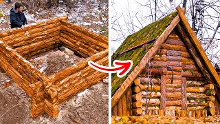 Construire une cabane en rondins de survie en pleine nature [upl. by Laup]