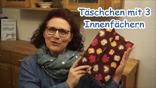 Täschchen mit 3 Innenfächern nähen TablettascheKosmetiktasche [upl. by Davenport]