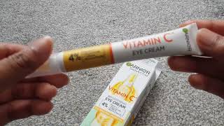 Garnier Vitamin C Brightening Eye Cream REVIEW [upl. by Sisak322]