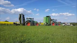 1 Schnitt 2017 Mähen mit 2x Fendt Vario 936 und Claas Disco und Samasz KDD [upl. by Nalaf489]