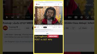 SpringBoot GET vs POST APIs Java Spring Boot Java Tutorial In Telugu Java SpringBoot Tutorial [upl. by Htedirem]