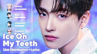 ATEEZ  Ice on My Teeth Line Distribution  Lyrics Karaoke PATREON REQUESTED [upl. by Netsew165]