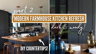 Dark amp Moody Modern Farmhouse Kitchen Makeover  PART 2  DIY Danie [upl. by Lizette21]