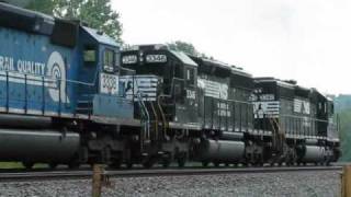 3 Conrail SD60Is  4 SD402s in Full Throttle and Sanders [upl. by Arezzini]