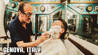 💈Wet Shave In Historic Art Nouveau Barbershop  Antica Barberia Giacalone Genova Italy [upl. by Ekralc]