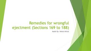 Rajasthan Tenancy Act 1955 Remedies for wrongful ejectment [upl. by Nhor686]