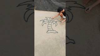 Easy tree drawing on the ground ahorts baruntgoli [upl. by Vaclava]