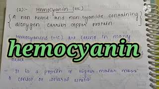 Hemocyanin I Bioinorganic chemistry  Easy hand made notes MSc chemistry notes [upl. by Sivert176]