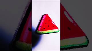 Drawing piece of watermelon 🍉😋 youtubeshortvidiowatermelon [upl. by Ingalls]