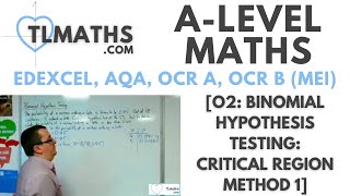 ALevel Maths O208 Binomial Hypothesis Testing Critical Region Method 1 [upl. by Esilehc]