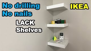 ✅ IKEA Lack shelf no drilling no nails on wall [upl. by Qerat681]