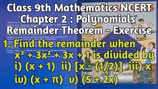 Maths Find The Remainder When x³3x²3x1 Is Divided By ix1 iix12 iiix ivxπ v52x [upl. by Horacio]