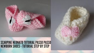 Scarpine neonato uncinetto  Tutorial passo passo  Newborn shoes DIY step by step  Crochet [upl. by Anitsua168]